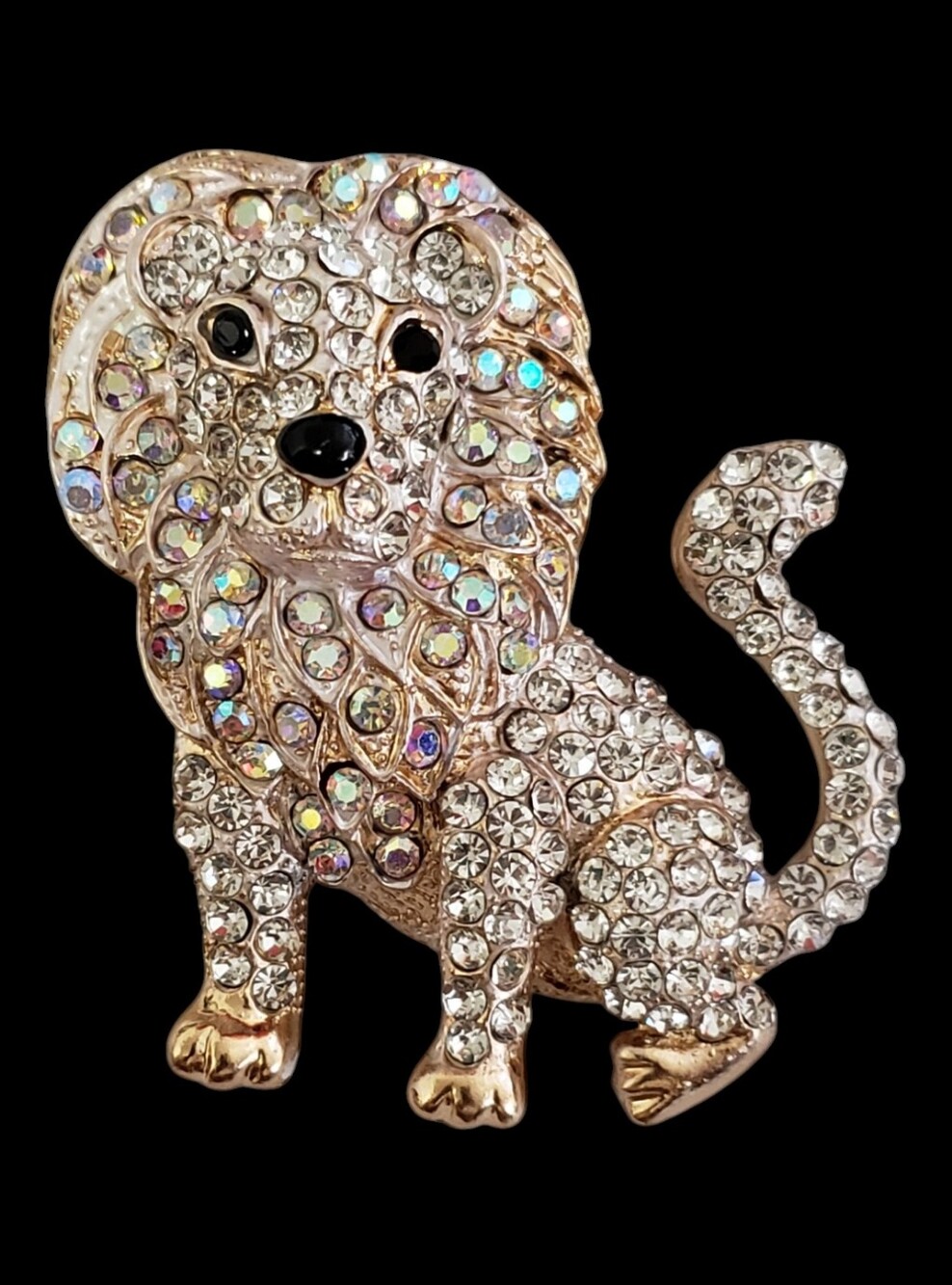 Regal Rhinestone Lion Brooch & Pendent